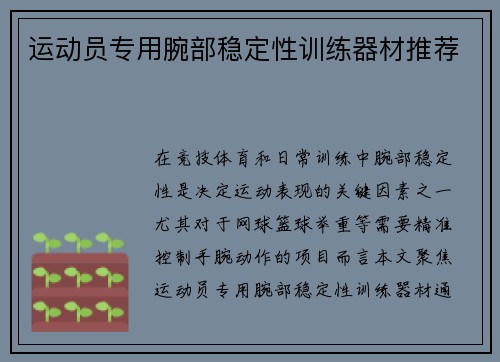 运动员专用腕部稳定性训练器材推荐